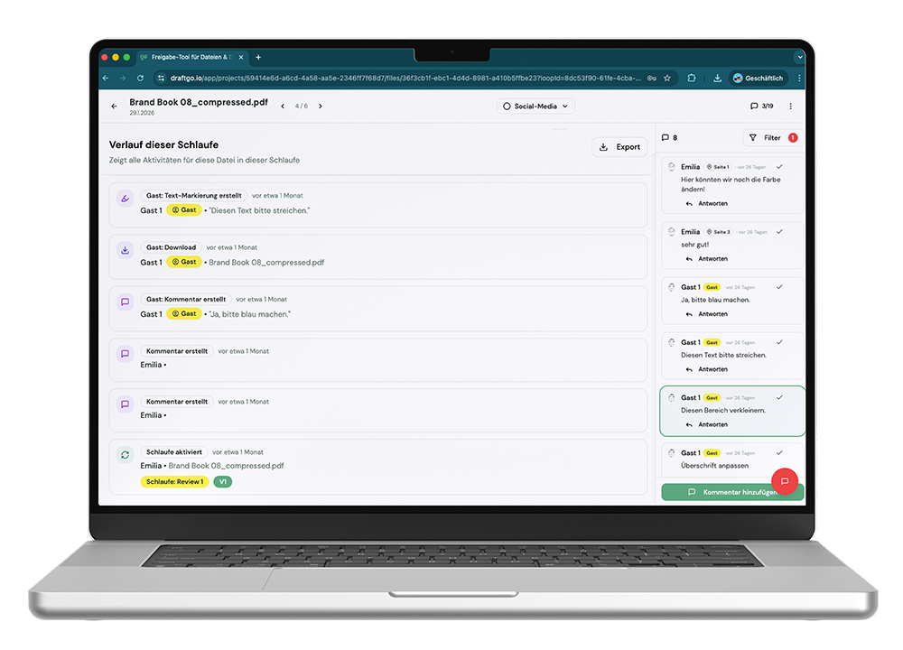 draftgo Revisionssicherheit: Lückenlose Versions- und Freigabe-Historie